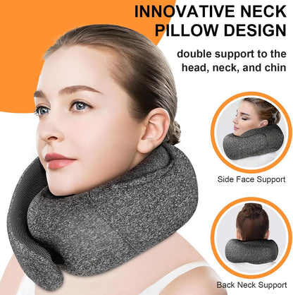 Travel Pillow - Hooded Neck Pillow Airplane Memory Foam Filling