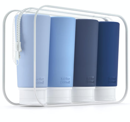 Taketoday Travel Bottles for Toiletries 3.4Oz 4 Pack, TSA Leak Proof, Blue
