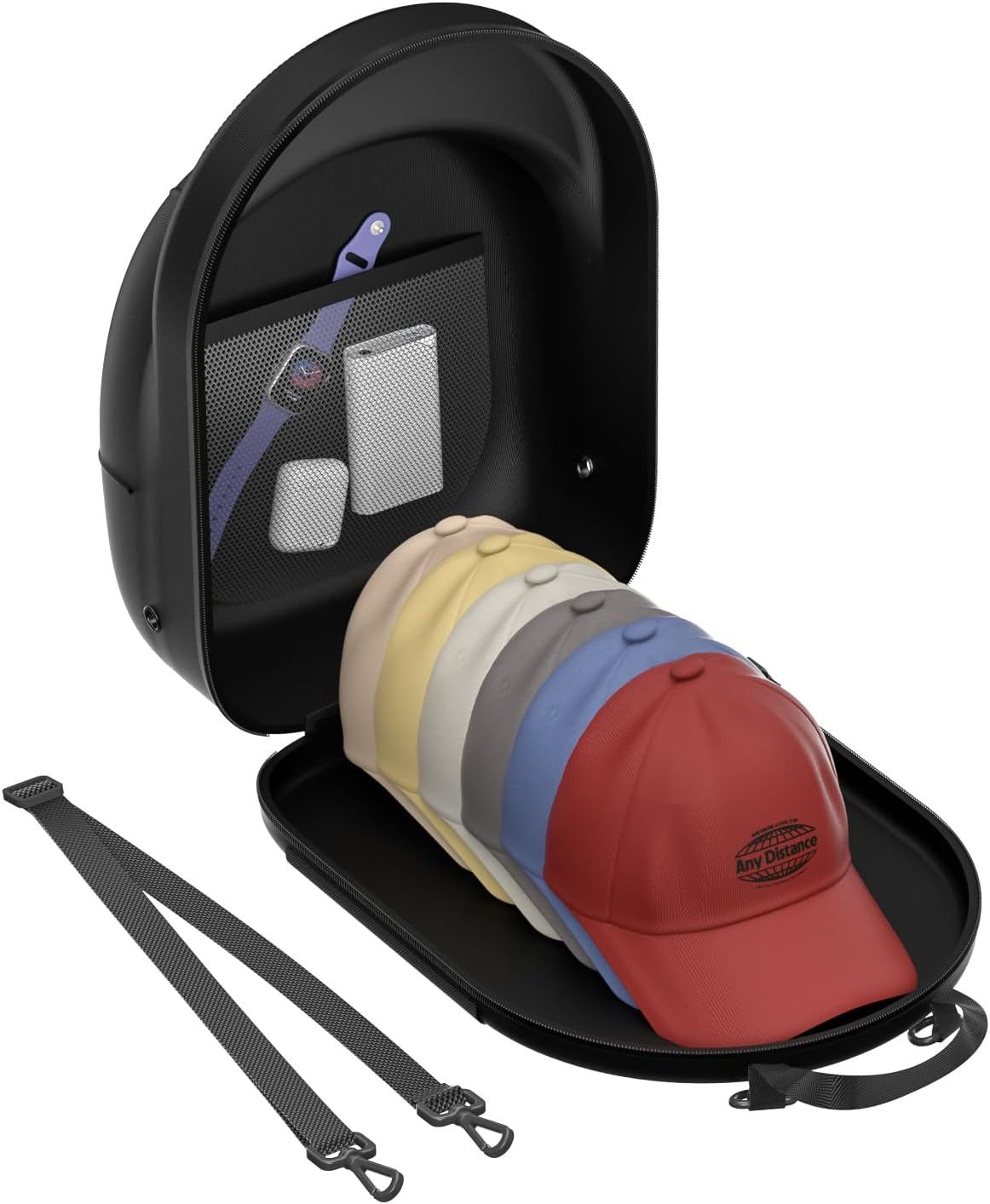 Hat Case for Travel Hat Travel Case for Baseball Caps Hat Carrier for Travel Hat Box for Travel Hat Holder for Travel Hard Hat Bag for 6 Caps Hat Suitcase Travel with Adjustable Shoulder Strap