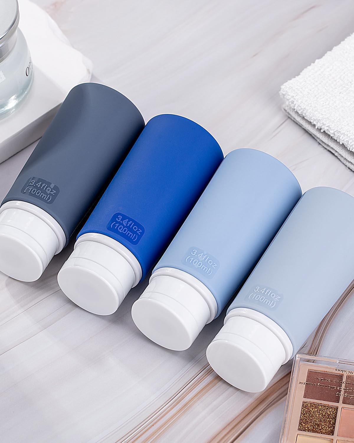 Taketoday Travel Bottles for Toiletries 3.4Oz 4 Pack, TSA Leak Proof, Blue