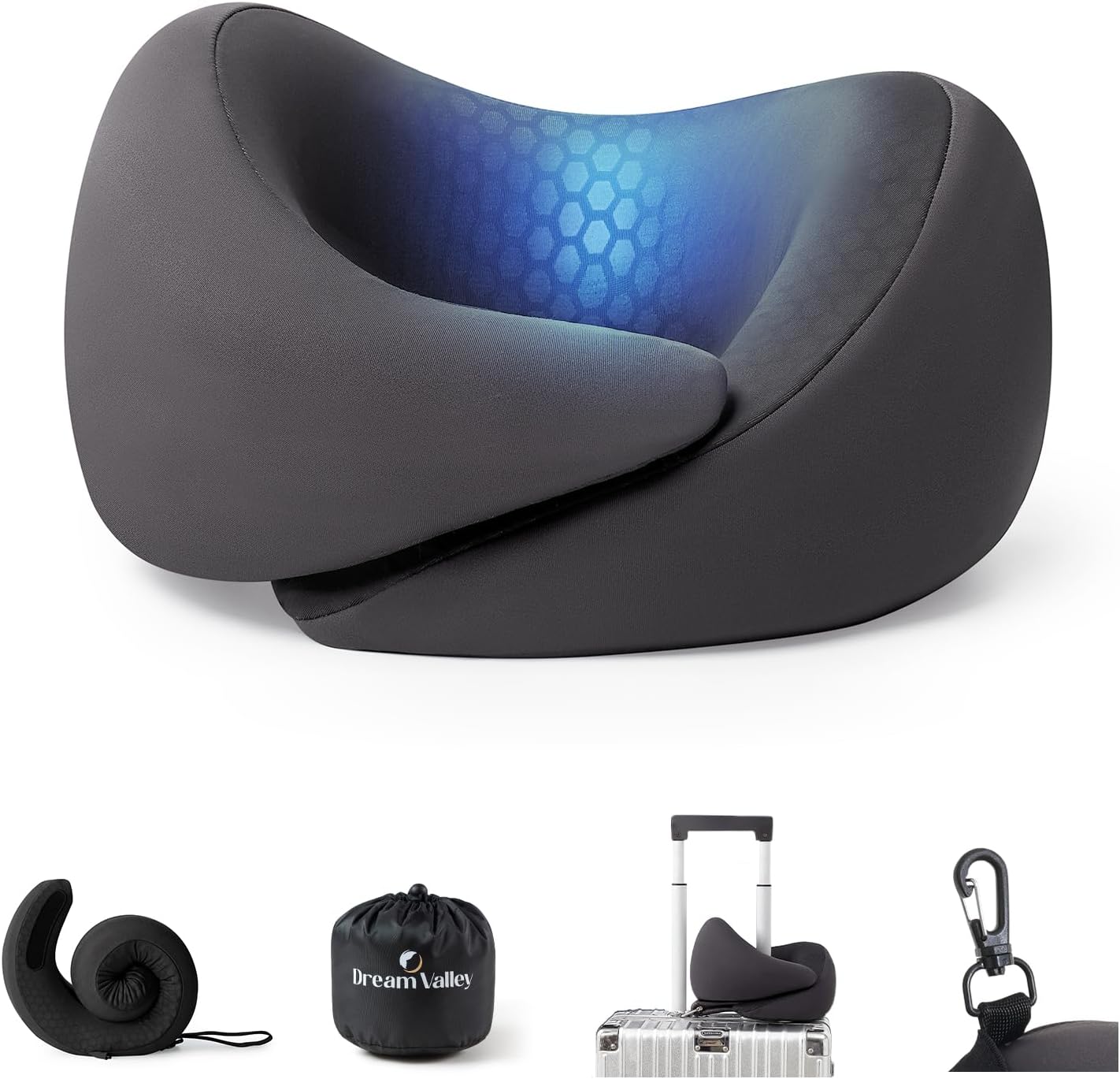 ® Memory Foam Travel Neck Pillow for Airplanes, Charcoal Gray