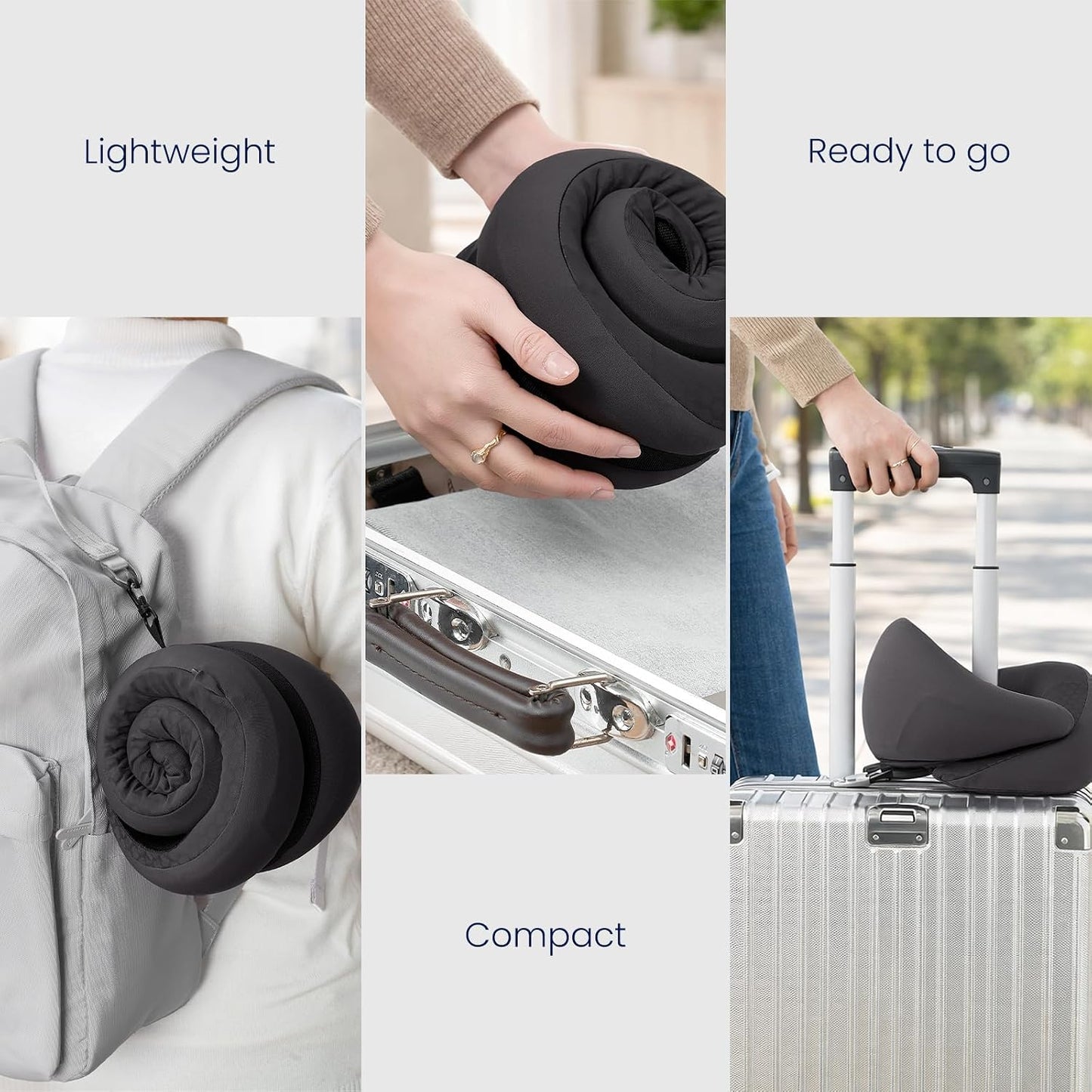 ® Memory Foam Travel Neck Pillow for Airplanes, Charcoal Gray