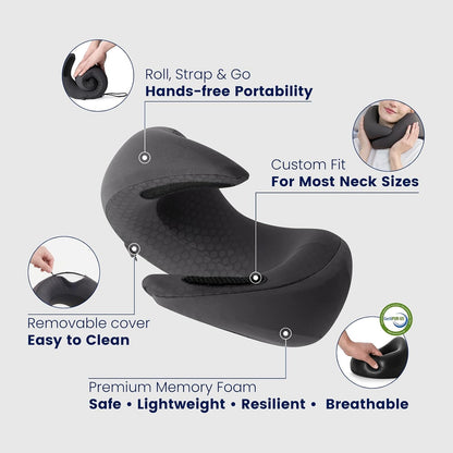 ® Memory Foam Travel Neck Pillow for Airplanes, Charcoal Gray