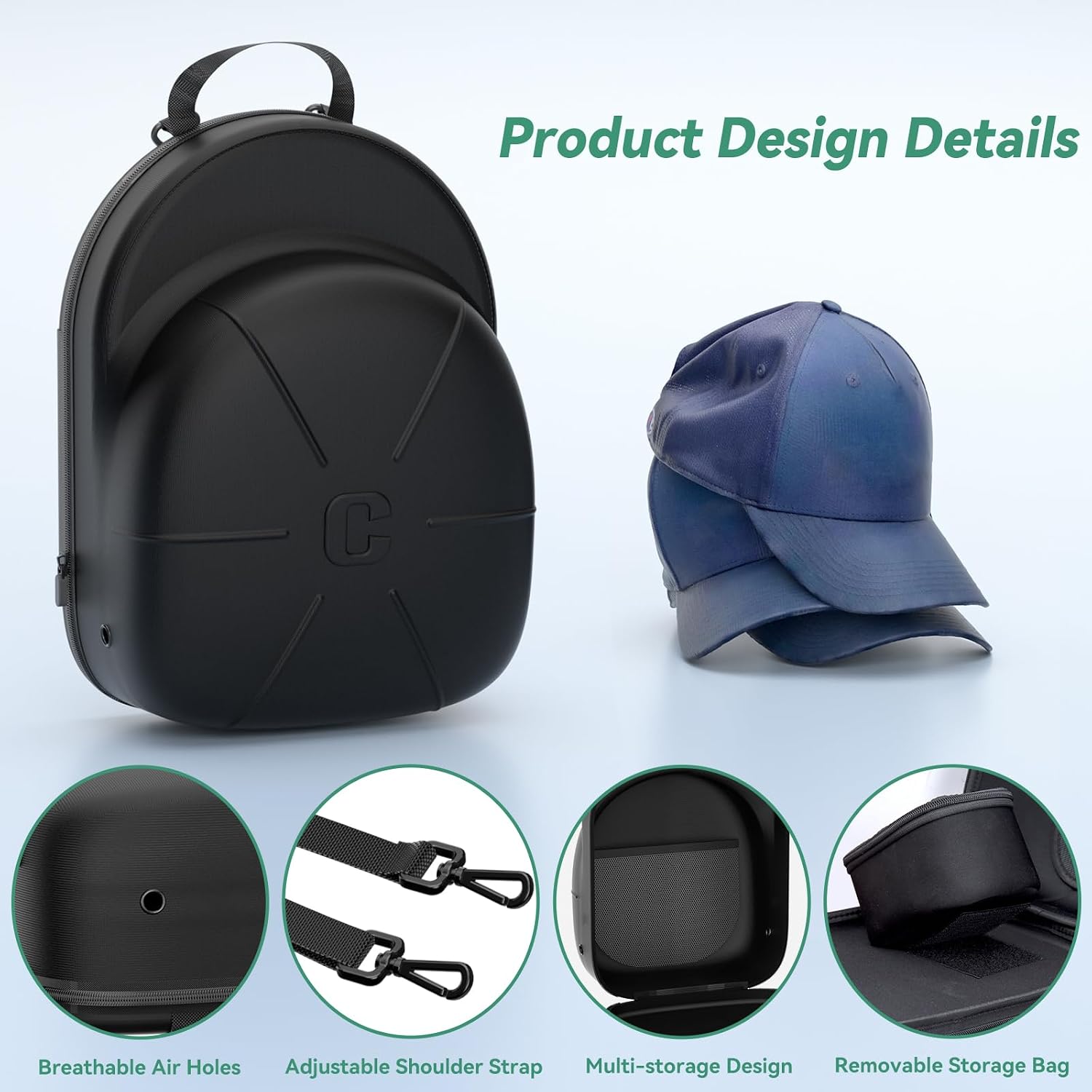 Hat Case for Travel Hat Travel Case for Baseball Caps Hat Carrier for Travel Hat Box for Travel Hat Holder for Travel Hard Hat Bag for 6 Caps Hat Suitcase Travel with Adjustable Shoulder Strap