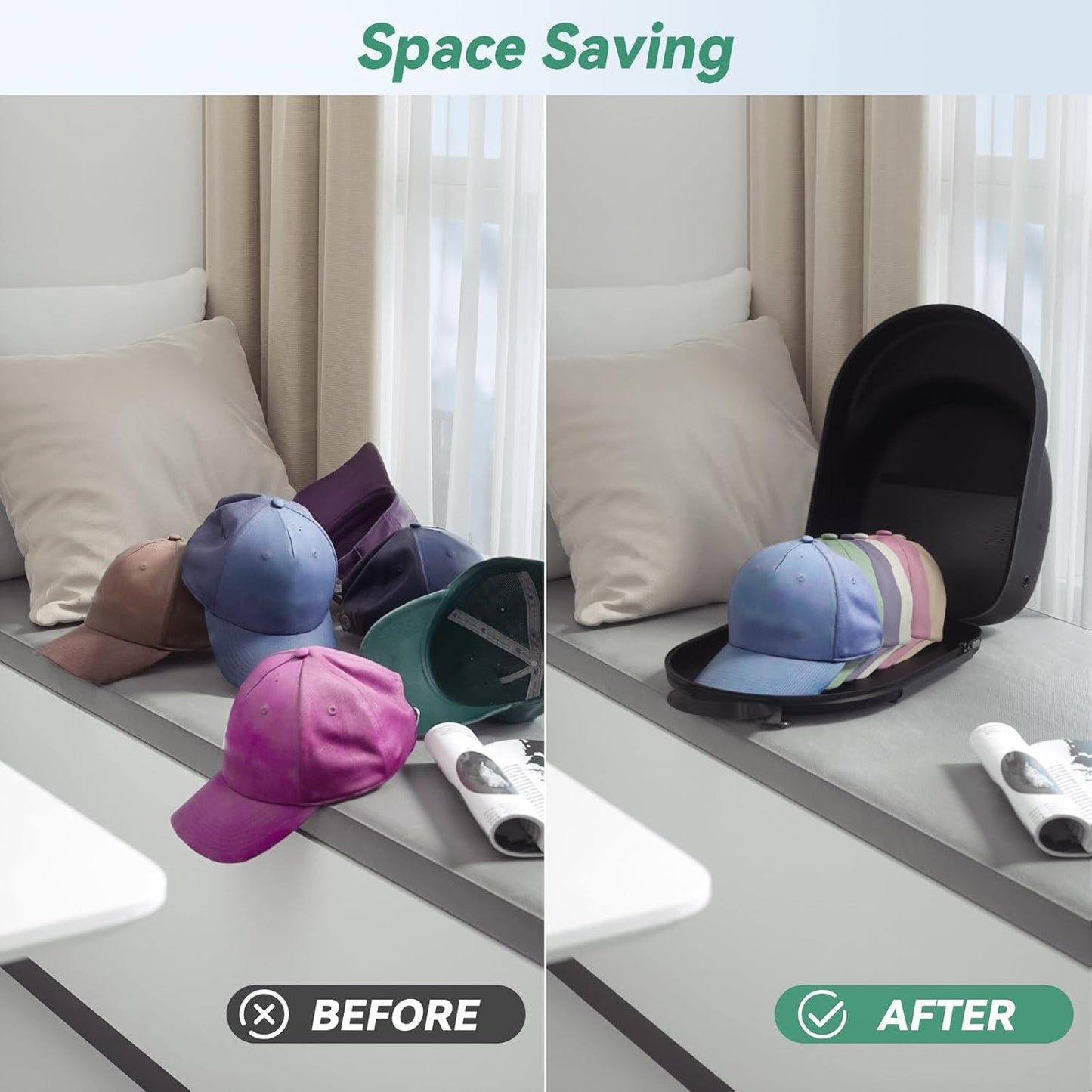 Hat Case for Travel Hat Travel Case for Baseball Caps Hat Carrier for Travel Hat Box for Travel Hat Holder for Travel Hard Hat Bag for 6 Caps Hat Suitcase Travel with Adjustable Shoulder Strap