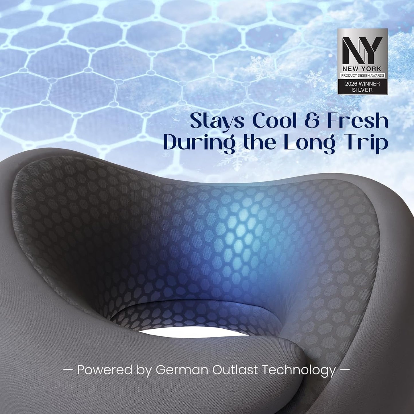 ® Memory Foam Travel Neck Pillow for Airplanes, Charcoal Gray