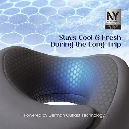 ® Memory Foam Travel Neck Pillow for Airplanes, Charcoal Gray