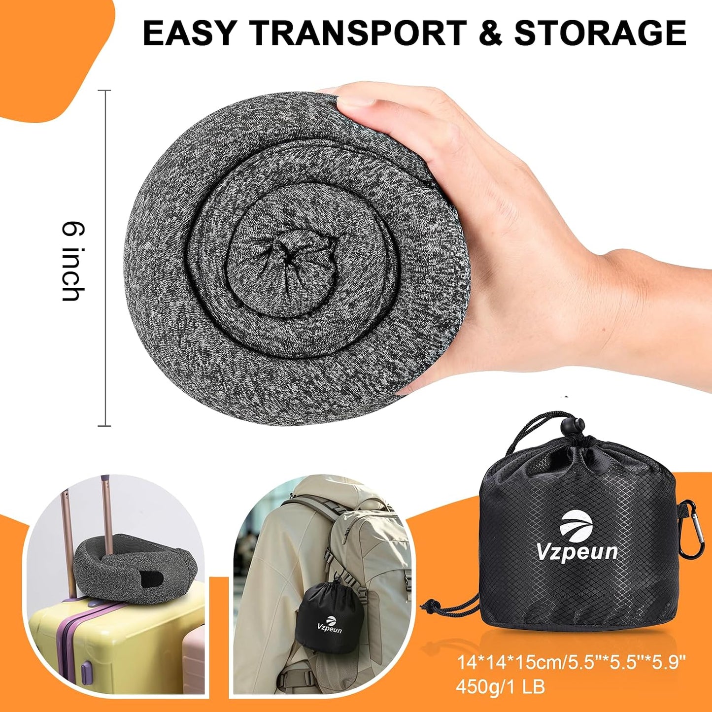 Travel Pillow - Hooded Neck Pillow Airplane Memory Foam Filling