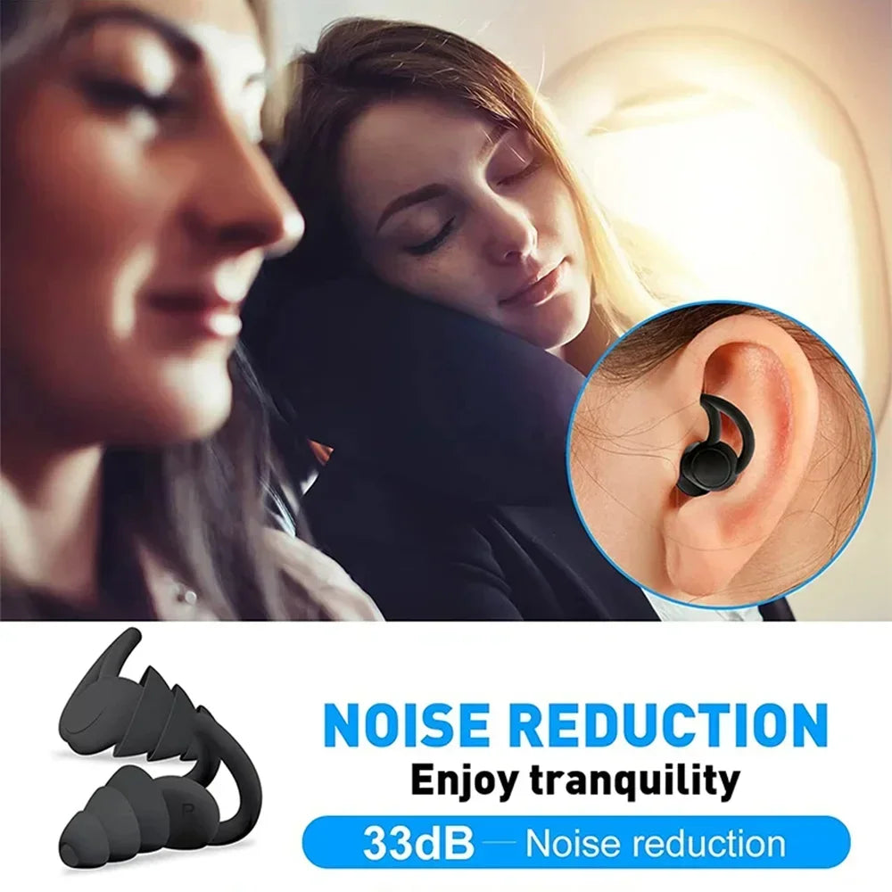3 Layer Ear Plugs for Sleep Silicone Noise Cancelling Hearing Protection, Soft Reusable Ear Plugs for Sleepswim