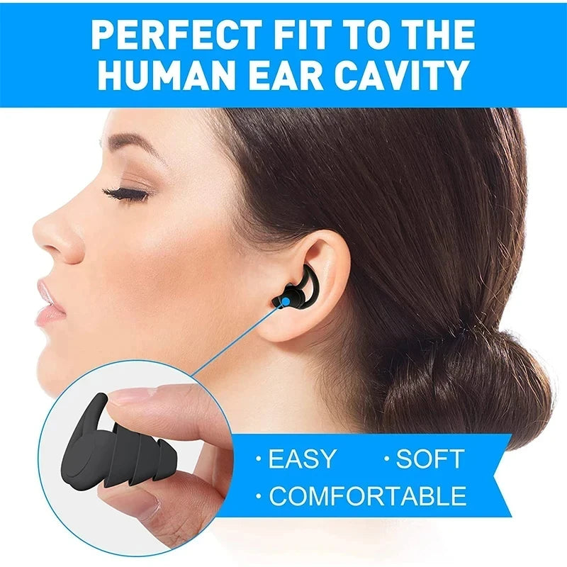 3 Layer Ear Plugs for Sleep Silicone Noise Cancelling Hearing Protection, Soft Reusable Ear Plugs for Sleepswim
