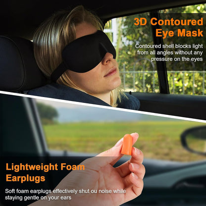 Travel Pillow - Hooded Neck Pillow Airplane Memory Foam Filling